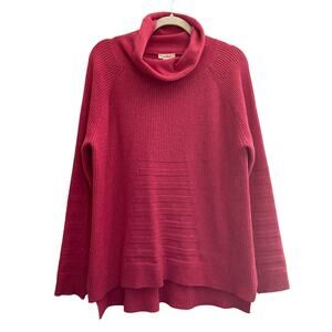SUNDANCE Womens Medium 100% Lambswool Pullover Dark Pink Turtleneck Sweater #838
